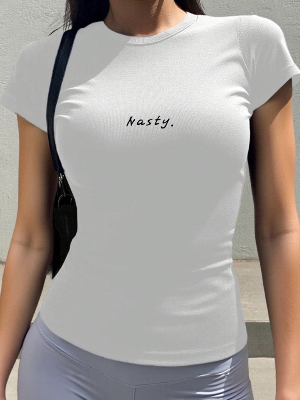 "Nasty" white baby tee shirt top